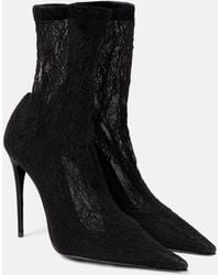 Dolce & Gabbana - Lollo Lace And Leather Ankle Boots - Lyst