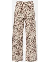 The Attico - Leopard-Print Cotton Wide-Leg Pants - Lyst