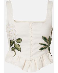 Agua Bendita - Crop Top Eslabon Wild De Lino Con Aplique Floral - Lyst