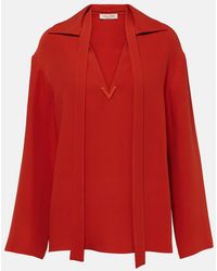 Valentino - Tie-Neck Silk Blouse - Lyst