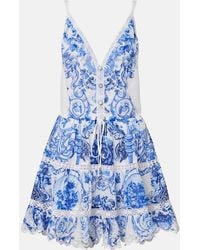 CAMILLA - Printed Cotton And Silk Minidress - Lyst