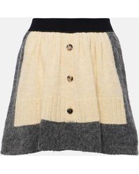 Loewe - Buttoned Knitted Wool Mini Skirt - Lyst