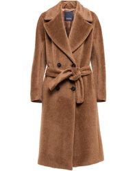 Womens Coats Max Mara Coats Max Mara Morina Wool Blend Brushed Long Coat in Natural 