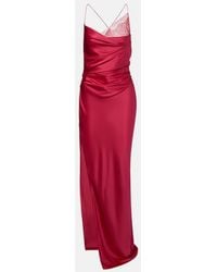The Sei - Draped Lace-Trimmed Silk Satin Gown - Lyst