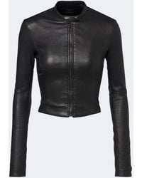 Gucci - Cropped Leather Jacket - Lyst