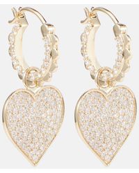 Sydney Evan - 14kt Gold Scalloped Heart Charm Hoop Earrings With Diamonds - Lyst