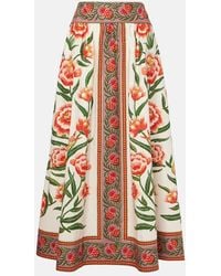 FARM Rio - Printed Cotton Midi Skirt - Lyst