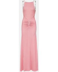 Rabanne - Embellished Ruched Velvet Gown - Lyst