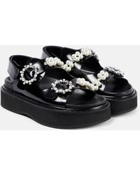 Simone Rocha - Faux Pearl-embellished Leather Platform Sandals - Lyst