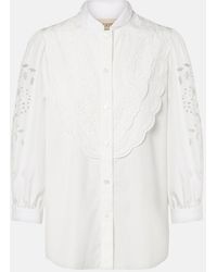 Valentino - Embroidered Cotton Poplin Blouse - Lyst