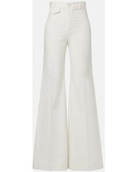 Chloé - High-Rise Cotton Canvas Flared Pants - Lyst