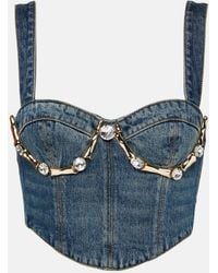 Area - Top Claw En Jean A Ornements - Lyst