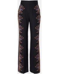 Etro - Paisley Silk Wide-Leg Pants - Lyst