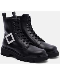 Roger Vivier - Viv Rangers Leather Ankle Boots - Lyst