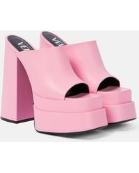 Versace - Leather Peep-Toe Platform Sandals - Lyst