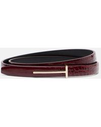 Tom Ford - Croc-Effect Leather Belt - Lyst