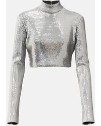 David Koma - Sequined Mockneck Crop Top - Lyst