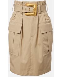 Balmain - Belted Cotton Gabardine Miniskirt - Lyst