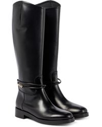 Max Mara Blanca Leather Knee-high Boots - Black