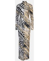 Area - Colorblocked Printed Maxi Dress - Lyst
