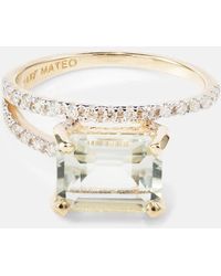 Mateo - Point Of Focus 14kt Gold Ring With Diamonds And Amethyst - Lyst