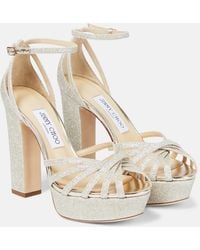 Jimmy Choo - Isra Glitter Platform Sandals - Lyst