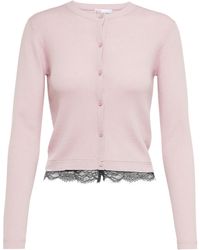 RED Valentino Lace-trimmed Ribbed-knit Cardigan - Pink
