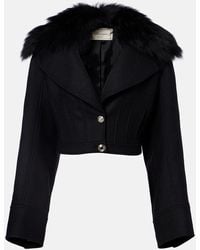 Blumarine - Fur-Trimmed Wool-Blend Jacket - Lyst