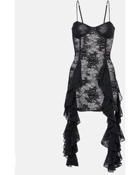 Oséree - Vestido Corto De Encaje Con Volantes - Lyst