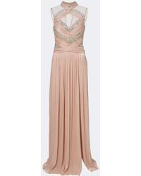 Costarellos - Avalia Draped Embellished Georgette Bustier Gown - Lyst