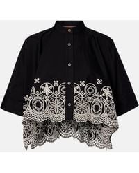 La DoubleJ - Camisa Cropped Foulard De Algodon Bordado - Lyst