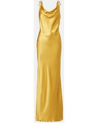 Versace - Safety Pin Embellished Silk Satin Gown - Lyst