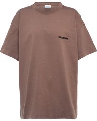 Balenciaga Logo Cotton T-shirt - Brown