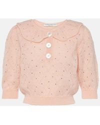 Alessandra Rich - Embellished Mohair-blend Crop Top - Lyst