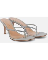 Gianvito Rossi - India 70 Embellished Suede Thong Sandals - Lyst