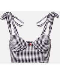 Bananhot - Alba Gingham Cotton Poplin Crop Top - Lyst