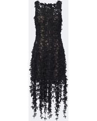 Oscar de la Renta - Semi-Sheer Guipure Lace Midi Dress - Lyst