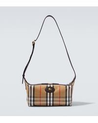 Burberry - Crossbody Bag Check Mit Leder - Lyst