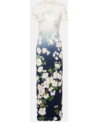 Oscar de la Renta - Abito Lungo Con Stampa Floreale - Lyst