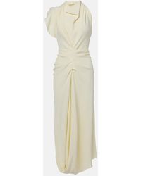 Victoria Beckham - Gathered Satin Crepe Midi Dress - Lyst