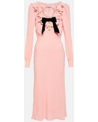 Alessandra Rich - Embellished Silk-blend Midi Dress - Lyst