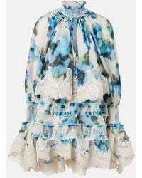 Zimmermann - Floral Lace-Trimmed Minidress - Lyst