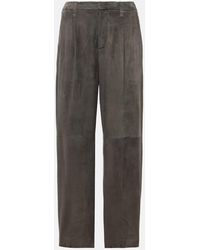 Brunello Cucinelli - Gerade Hose Aus Veloursleder - Lyst