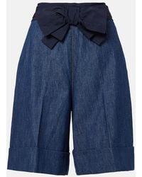 Valentino - Bow-Detail Chambray Bermuda Shorts - Lyst