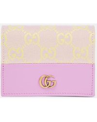 Gucci - GG Leather-trimmed Canvas Card Holder - Lyst