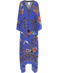 Camilla Verzierter Kaftan aus Seide - Blau