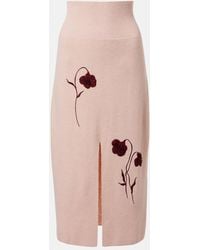 Erdem - Floral-Applique Knitted Midi Skirt - Lyst