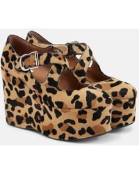 Alaïa - Criss Cross Leopard-Print Calf Hair Wedges - Lyst