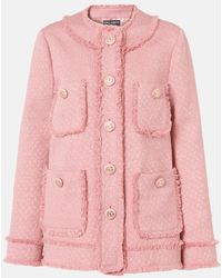 Dolce & Gabbana - Tweed Blazer With Fringed Piping - Lyst