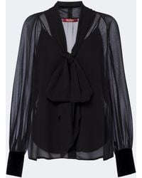 Max Mara - Elegante Tie-Neck Silk Blouse - Lyst